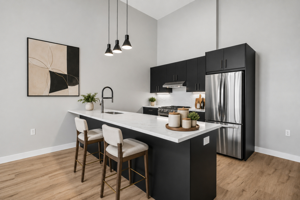 kitchen island with pendant lighting