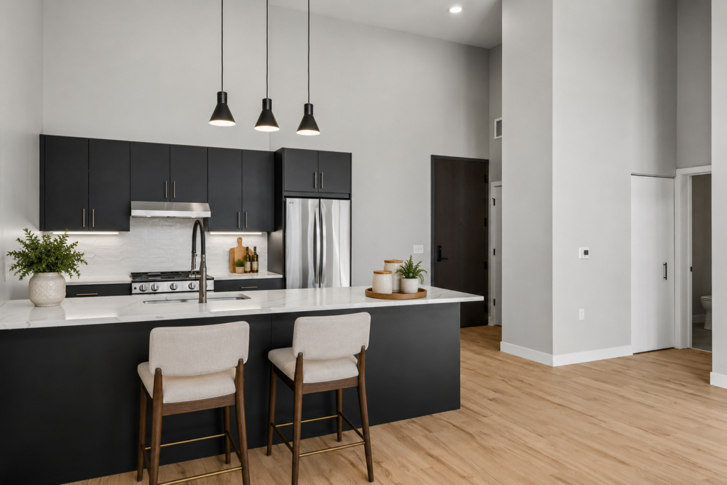 kitchen island with pendant lighting